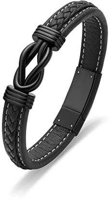 QGJNSGC Urnen Armband für Asche Doppeltes geflochtenes Lederarmband für Asche Perlen Leder Cord Armband Manschette Armreif für Männer Gedenk Urne Schmuck Beerdigung Keepsake Geschenk