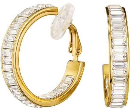 Traveller Ohrclip Creolen - 30 mm - Kristalle - 22kt vergoldet - 157652