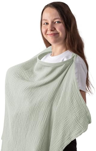 APOMOONS Couverture Allaitement Bebe, Couverture d'Allaitement Bébé Couverture Bebe Douce et Respirante Cache Allaitement Écharpe Allaitement Bébé Ajustable pour Mamans (greyish green)