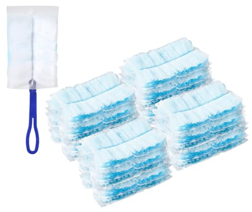 40 Piezas Plumero Humedo Recargable, Viene con Mango de Plumero, el Plumero atrapapolvo Captura 3 Veces más Polvo y Pelo Que Cualquier Plumero Tradicional. 40 toallitas