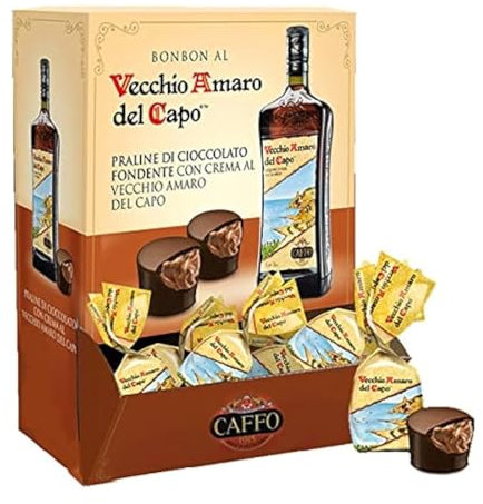 Caffo® | Vecchio Amaro del Capo® | Pralina di Cioccolato Fondente con Crema al Vecchio Amaro del Capo® - 1 Kg (50 Praline Circa)