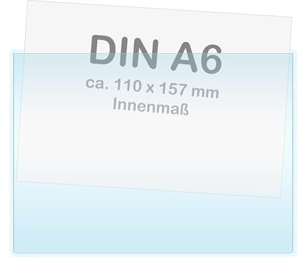 KLEBESHOP24 Selbstklebetaschen | Sichthüllen selbstklebend | Rechtecktaschen transparent | Klarsichthüllen zum Kleben (DIN A6 | breite Seite offen | 20 St.)