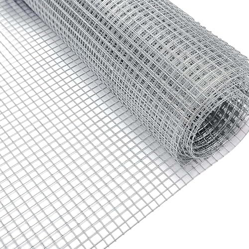 Malla Metalica Galvanizada Protectora | Valla Rejilla Jardin Exterior Gallinero Resistente con Alambre Galvanizado Electrosoldada Agujeros | Tela Conejera Fácil Instalación [13mm - Rollo 30m]