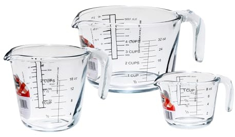 Ôcuisine® Jug Glass Set | Extreme Resistance | Freezer Safe - Microwave Safe | Borosilicate Glass | Made in France (Jug Set of 3 (0.25, 0.5, 1LT))