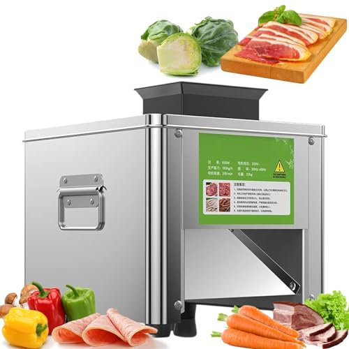 Fablestoryem 850W Commercial Meat Cutter Cutting Machine, 2.5MM-21MM aliment Meat Slicer Shredder,Electric Meat Processor Machine,Chicken Fish Beef Meat Vegetable,150KG/H,2.5MM