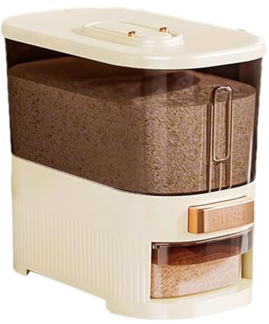 10KG Rice Dispenser | Rice Container Cereal Containers Storage | Large Sealed Grain Container with Lids and Time Recorder | Sealed Moisture Proof Rice Bucket with Measuring Cup for Home Kitchen