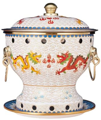 OYWEHECE Einzelne Person, Kleiner Kupfertopf, Alter Pekinger Kleiner Dicker Kuh-Hot Pot, Chinesischer Traditioneller Cloisonné-Hot Pot, Kommerzieller Alkoholanteil, Roter Kupfer-Hot Pot,G