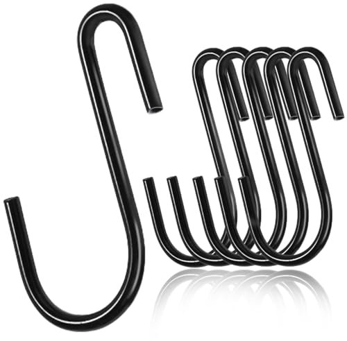 30 Stück 60 mm robuste S-förmige Haken, schwarze S-Haken zum Aufhängen, Wandhaken, Vorhanghaken, Abstellhaken, Topfhaken, Duschhaken, S-Haken zum Aufhängen von Töpfen, Kleidung, Küche, Pflanzen