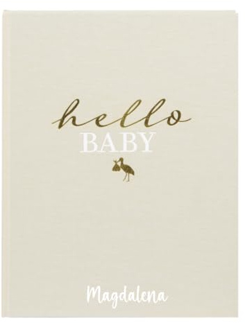 minimutz Babytagebuch - Personalisiert mit Name - Babyalbum Hello Baby - Baby Journal ab Schwangerschaft und erstes Jahr - Beige