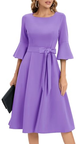 Women's Cocktail Dress A Line Tea Party Midi Graduation Dresses Church Wedding Formal Prom Clothing Lavender 2XL