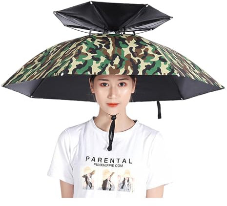 Vllentin Chapeau Parapluie,Chapeau Parapluie De Tete Adulte,Chapeau de Parapluie de Pêche,Parapluie Parasols Chapeau,Jardinage Parapluies Chapeau,Pliable,pour Pêche,Jardinage,Photographie,Camping