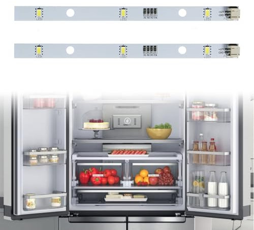2 Stück Kühlschrank Licht,LED Lichtleiste Kühlschran,Kühlschrank LED Licht Streifen,Schrank Led Beleuchtung Light Bar Strip Kühlschrank Licht Streifen,Kühlschranklampe E349766 MDDZ-162A 1629348 DC12V