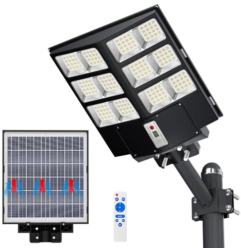 JAYNLT 1000W Solar Straßenlaterne für Außen, 6500K Solarlampen mit Bewegungssensor, Flutlicht Dämmerung bis Morgengrauen, IP67 Solar Wegeleuchte im Freien für Gärten Garage, Hof