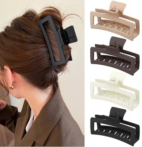 lurora2021 4 Stück Extra Große Haarklammern 13cm Jumbo Große Haarklammern Haarspange Rutschfester Haarspangen Damen Claw Clip Hair Clip für Dickes, Langes, Lockiges Haar, Rutschfestes, 4 Farben