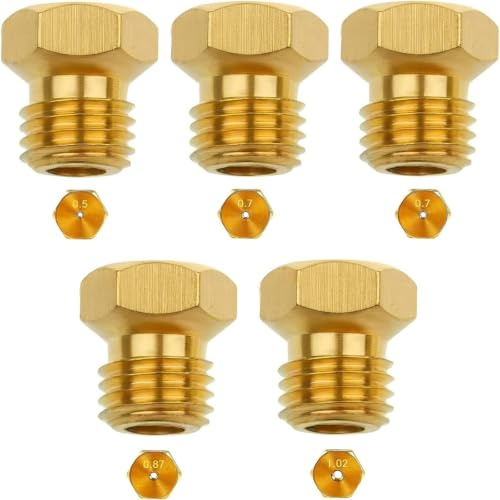 COZERI 5 Pièces Gicleur Gaz Butane Universels, Kit Injecteurs Gaz Butane, Buses pour Cuisinière à Gaz Propane, 0,5/0,7/0,7/0,87/1,02, Compatible GPL et Gaz de Ville, Remplacement Parfait pour Brûleur