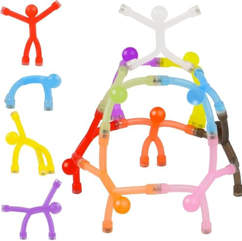 NHQZ 10 Piezas Juguete Magnéticos con Forma Mini Humana, Flexible Imán Juguete de Goma Translúcido, Juguetes Educativos MagnéTicos, Pequeño Imanes Humanoides para Regalo NiñOs y Adultos
