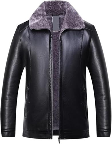 Giacche in Pelle per Moto per Uomini per Uomini Casual Classico in Pelliccia Canotta per Moto Motociclista di Moto a Maniche Lunghe Vintage a Maniche Lunghe Inverno, Nero, 3XL