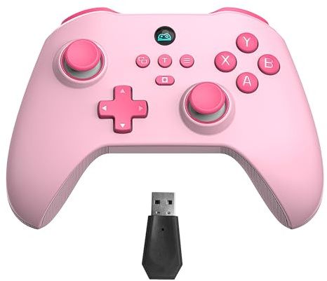 UHM Controller PC Wireless Gaming Controller with PC Switch Mobile Phone iOS Android with 2 in 1 Trigger & Removable Hall Joystick & Mechanical Buttons 6 Axis Gyro Pink