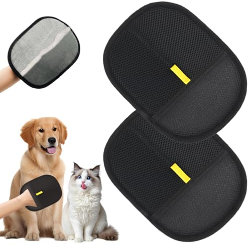 DAMIGHT 2 Stück Fell Magnet Handschuh, Fellmagnet Handschuhe Doppelseitig für Hunde & Katzen, Wiederverwendbare Tierhaarentferner Handschuh, Anti-Statik Atmungsaktive Haustierhaarentferner (A)