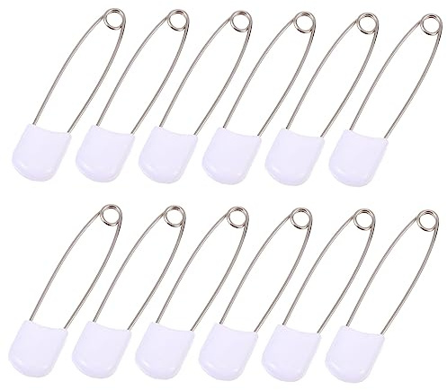 Garneck 50pcs Large White Safety Brooch Pins for Diapers Multifunctional Clothes Pins for Quilts Sweaters DIY Crafts Heavy Duty Secure Clips for Laundry and Jewelry Making