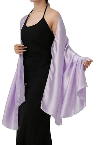 HUVZOR 1 Stück Sheer Chiffon Schal, Stola für Abendkleid Damen Halstuch, 220 x 65 cm Soft Chiffontücher Leichter Schultertuch Damen Festliche Stola für Hochzeit Braut Party(Lila)