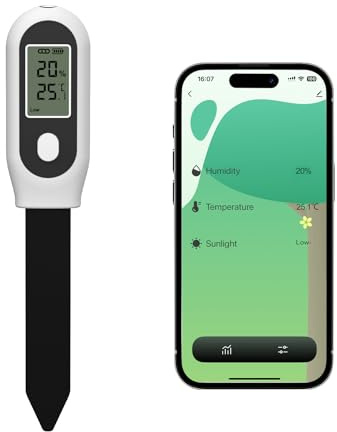 GIEX Zigbee 3-in-1 Bodenfeuchtesensor, 1er-Pack, für Garten mit Temperatur- & Lichtmessung, kompatibel mit Tuya Smart App & Home Assistant