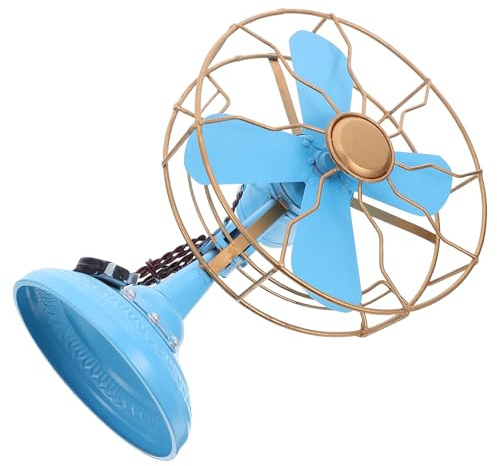 DECORNIJIA Modèle Ventilateur Vintage Fer avec Détails Réalistes Ornement Rétro pour Décoration de Chambre et Accessoire Photographique Sculpture Artisanale de Style Ancien Bleu Moyen