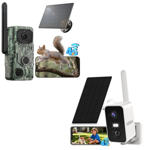 Xega 4G Akku 10000mAh Überwachungskamera mit SIM Karte, 4G LTE 【3 PIR-Erkennung】 Wildkamera mit Handyübertragung App, 940nm No-Glow-Nachtsicht,2-Wege-Audio,Cloud/TF