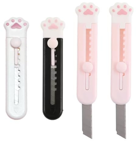 4 Pcs Zampa di Gatto Art Coltello Multiuso Portatile Coltello Multiuso Retrattile Cancelleria Taglierina di Carta Del Mestiere Mini Coltello Da Taglio(M002)