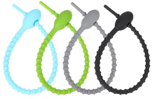 ASAKKURA Ficelles Alimentaires en Silicone Auto-bloquantes Faciles à Retirer Lot de 8 Couleur Aléatoire pour Organiser les Aliments et Câbles Cuisine