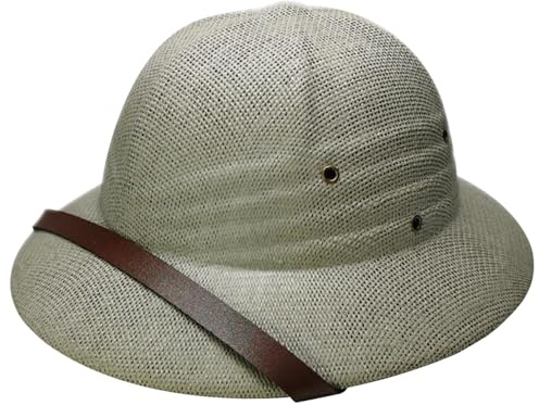 Sombrero de minero, Casco de médula, Sombrero de Paja para Hombre a Prueba de Sol con ala Ancha, Sol Transpirable con Correa Ajustable para la Barbilla, minero al Aire Libre para Disfraz de explorado