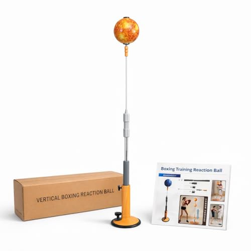 Free Standing Boxing Reflex Ball with Stand – Height Adjustable Punching Speed Bag for Reaction Training, Hand-Eye Coordination, Fitness & Home Gym for Adults & Kids