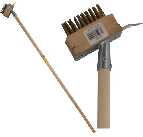 BARGAINS-GALORE 2 In 1 Hardwood Wire Patio Brush - Deck Block Paving Weed Garden Scraper With Hook 3 x 13 Row | Remove Weed & Moss from Block Paving Garden Path Patio Driveway - 120cm Long Handle