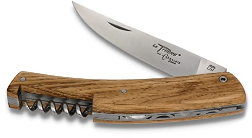 Arbalete G. David Le Thiers Taschenmesser - 12cm Griff Eichenholz plein manche - Korkenzieher - Messer Klinge 9 cm matt