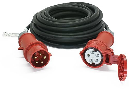 CEE-Verlängerungskabel 400V/16A IP44 Gummi H07RN-F 5x2,5 mm² mit ST/KU 5-polig Phasenwender 5m