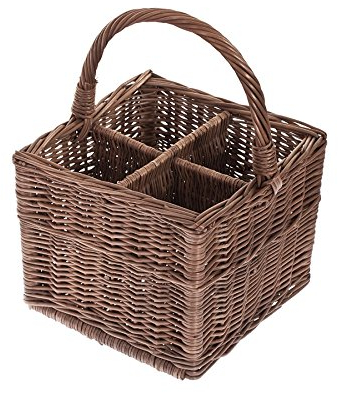 e-wicker24 Alles aus Weide Cesta para botellas (4 Color Marrón Oscuro