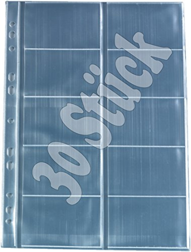Herlitz 5894209 Funda para tarjetas de visita, A4 con 10 compartimentos, transparente, 10 unidades, 30 unidades, 1