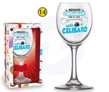 dor BICCHIERE CONDANNATO ADDIO AL CELIBATO Calice vetro Gadget stampato idea regalo festa