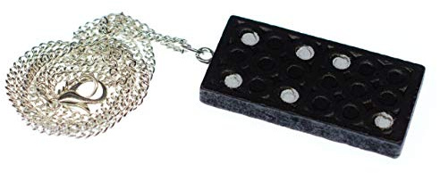 Miniblings Domino Kette Dominostein Spiel Zahlen 45cm Schwarz versilbert | In Berlin von Hand montierte Halskette, mit Zahl und Holz