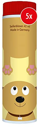 PUSTEFIX Seifenblasen Set I 5 x Klassik 42ml Tiere Hund I Bunte Hunde-Bubbles Made in Germany I Hunde Seifenblasen für Kinder-Geburtstag, Hochzeit, Standesamt, Polterabend I 5 x 42 ml Vorteilspack