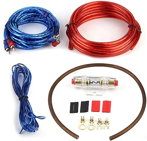 Yctze kit cable ampli voiture pour cable caisson de basse voiture Fil d'amplificateur, Kit de câble de fil d'installation de haut-parleur d'amplificateur de caisson de basses de fil for Remplacement