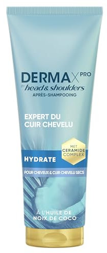 DermaXPro by Head & Shoulders Hydrate Après-Shampoing Léger 220ml avec Huile de Coco et Complexe de Céramides, Cuir Chevelu Sec