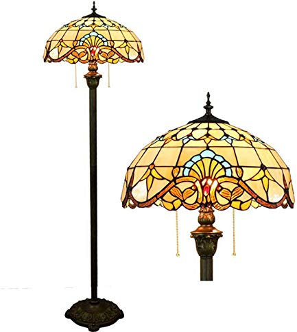 AIBOTY 16 Inch Tiffany Style Stained Glass Floor Lamp Baroque Floor Lamp Lighting Fixtures for Bedroom Living Room Restaurant Decorative, E27, 40W(40 * 162CM)