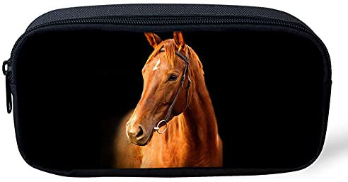 UOIMAG Trousse à crayons avec motif de cheval pour enfants, adultes, gadget de bureau, avec fermeture éclair