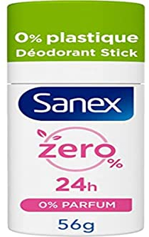 SANEX - Déodorant Stick Solide Zero % Parfum - Déodorant Femme et Homme - Efficacité 24 h - Déo Stick 56 g