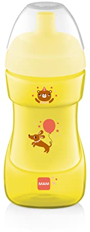 MAM Sports Cup (330 ml), auslaufsicherer Baby Trinkbecher mit selbstöffnendem Ventil, Kinder Trinkbecher mit rutschfester Greiffläche, ab 12+Monaten, Hund