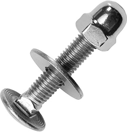 Techtanium® Schlossschrauben M6 x 50/50 mm inkl. Hutmuttern [h. Form] und großen Unterlegscheiben M6 aus Edelstahl A2 (100 Stück) | Schrauben | Muttern | U-Scheiben | DIN 603 & DIN 1587 & DIN 9021