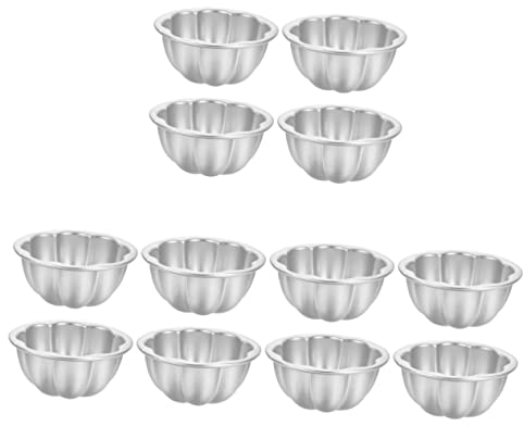 OQHAIR 12 Pcs Cake Mold Cookie Molds Cake Plate with Lid Mini Pies Single Muffin Tins Pie Tartlets Mold Bread Pan Baking Molds Metal Baking Mold Multi-use Pudding Mold Baking Tin Silver (