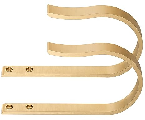 Raffhalter für Vorhänge, 2 Stück, massives Aluminium, U-förmig, zur Wandmontage, Warmgold