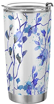 FJAUOQ Tumbler Purple Watercolor Flower Bud Insulated Coffee Cup Beverage Container Office Travel Mug with Straw and Lid 20oz Back to School Gift